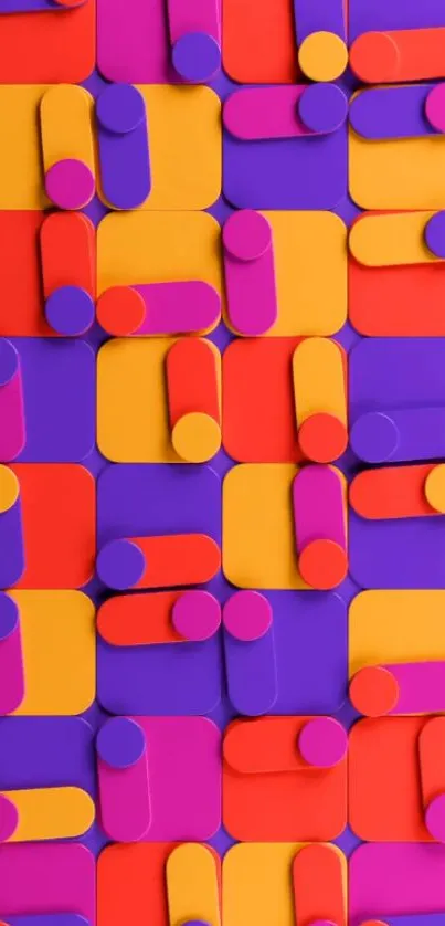 Vibrant colorful geometric pattern wallpaper.