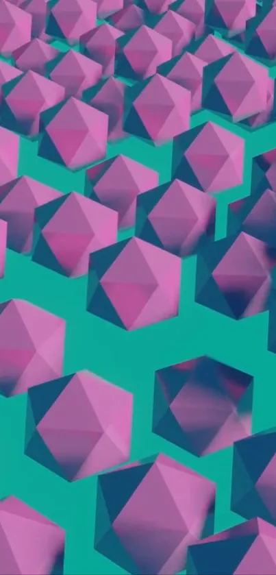 3D geometric pattern in pink and teal colors