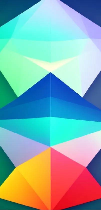 Vibrant geometric wallpaper with colorful polygons in a modern gradient design.