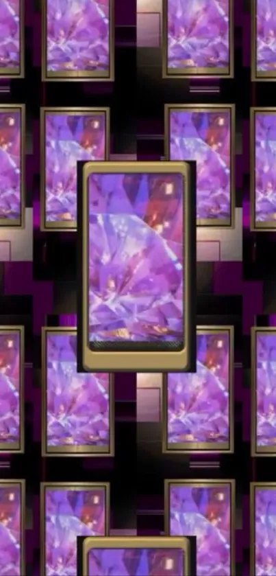 Vibrant geometric wallpaper with purple and gold tones