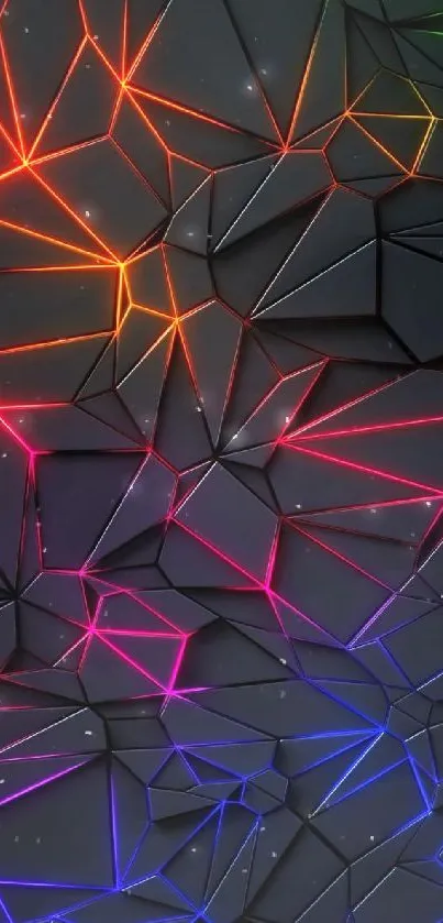 Vibrant neon geometric design wallpaper for phones.