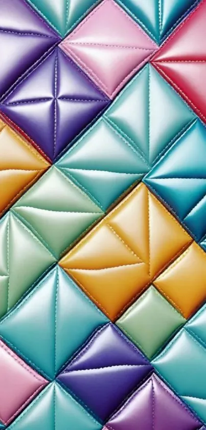 Colorful geometric mobile wallpaper with textured triangles.