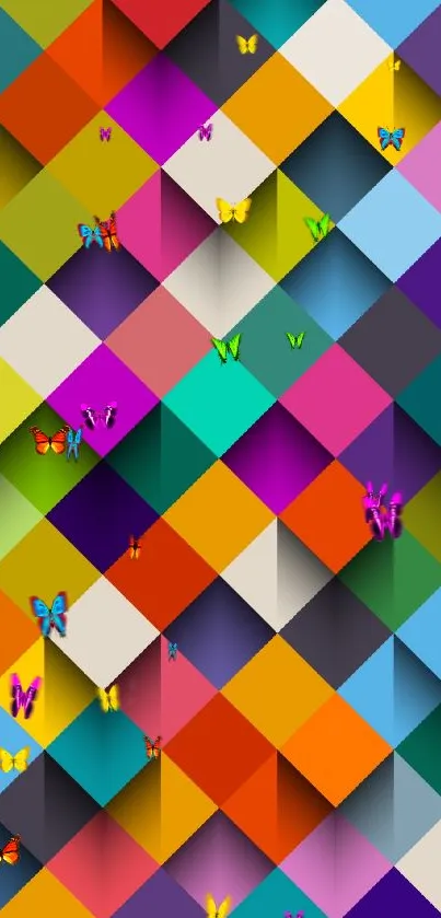 Vibrant geometric cubes wallpaper.