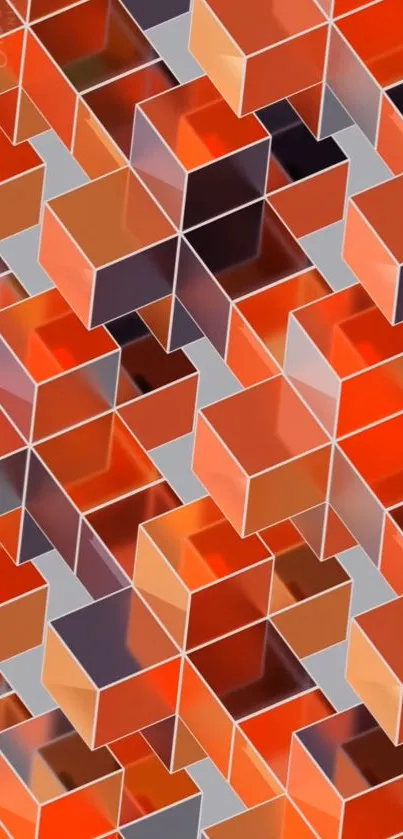 Vibrant 3D geometric orange cube mobile wallpaper.