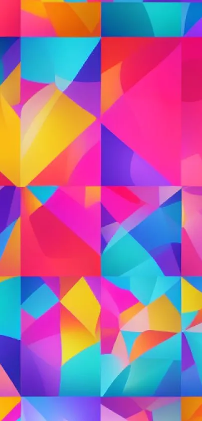 Vibrant geometric mobile wallpaper with colorful shapes.