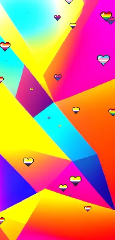 Bright geometric design phone wallpaper with vibrant colors.