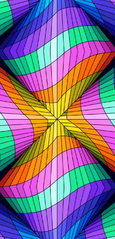 Vibrant geometric wallpaper with dynamic colors and abstract patterns.