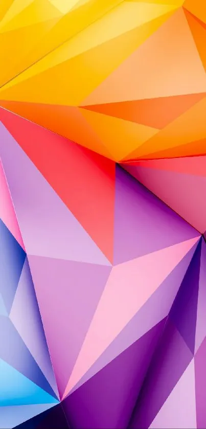 Vibrant geometric mobile wallpaper with colorful prism shapes.