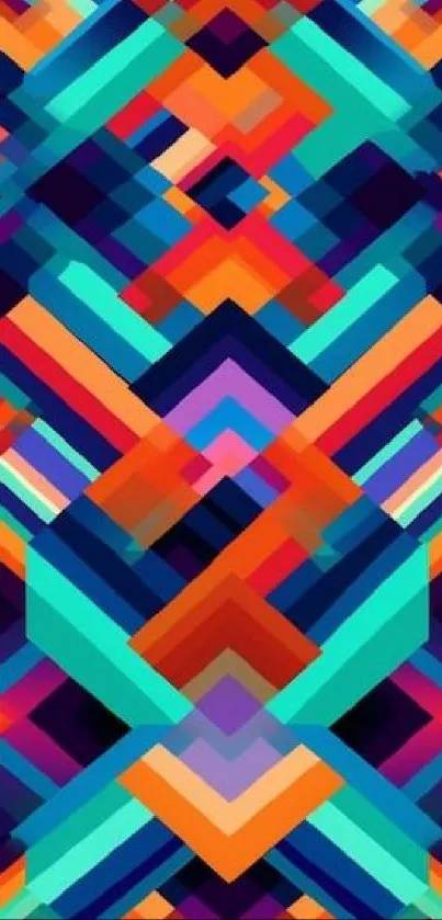 Vibrant geometric shapes with bold colors.