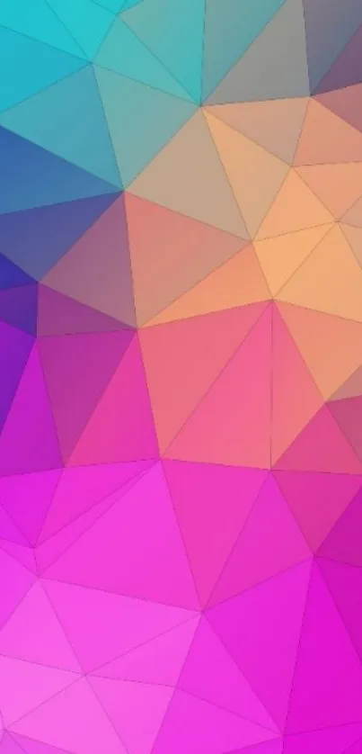 Vibrant geometric mobile wallpaper with colorful polygon pattern.