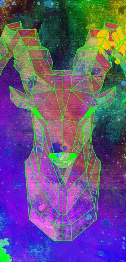 Vibrant geometric ram on cosmic background.