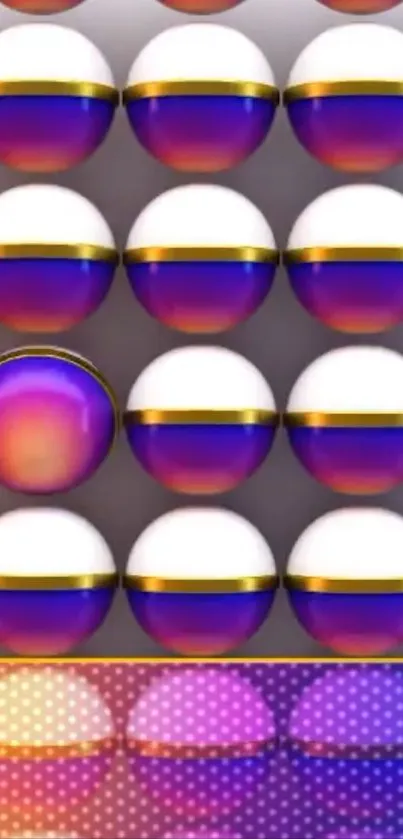 Vibrant wallpaper featuring colorful 3D spheres in a geometric pattern.