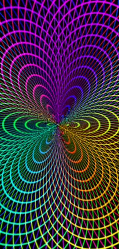 Vibrant spiral geometric pattern mobile wallpaper.