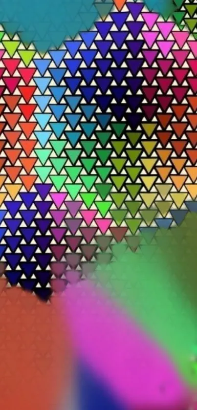 Colorful triangle geometric pattern wallpaper.