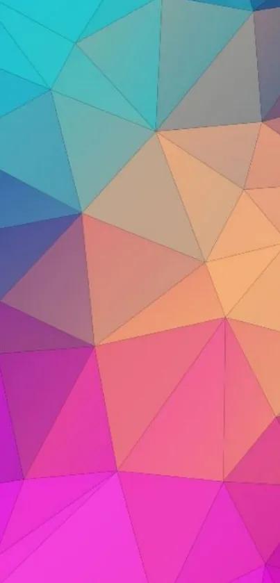 Colorful geometric mobile wallpaper with vibrant polygons.