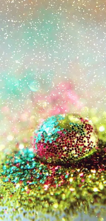 Colorful glitter art with yellow and pink hues creating a vibrant phone wallpaper.