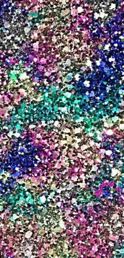 Colorful glitter sparkle wallpaper with pink highlights.