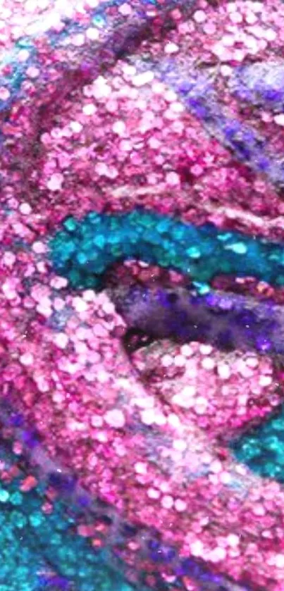 Colorful glitter waves in pink, teal, and purple for mobile wallpaper.