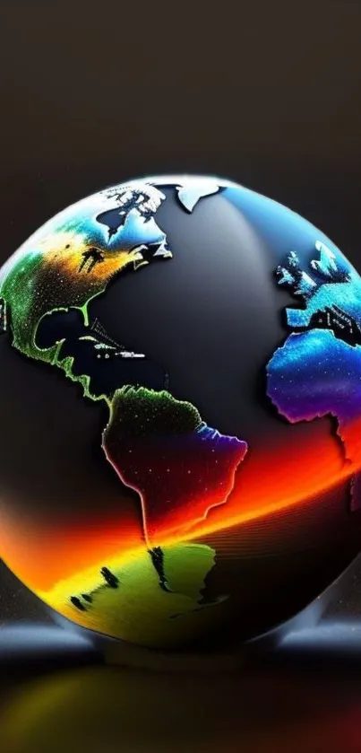 A glowing, colorful globe wallpaper for mobile devices.