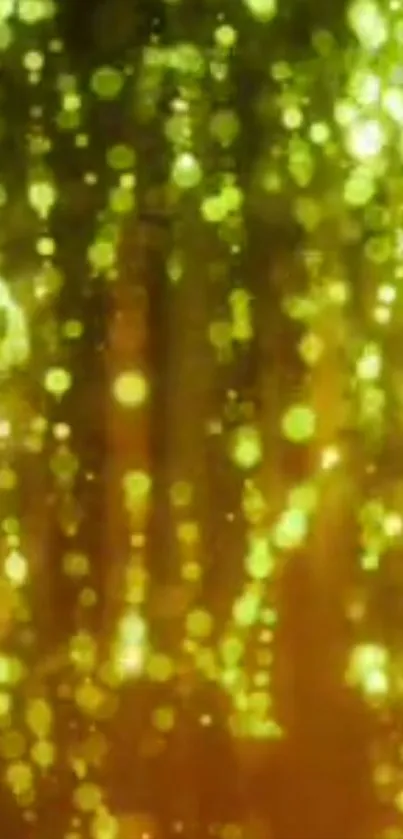 Vibrant glowing bokeh wallpaper with golden and green hues.