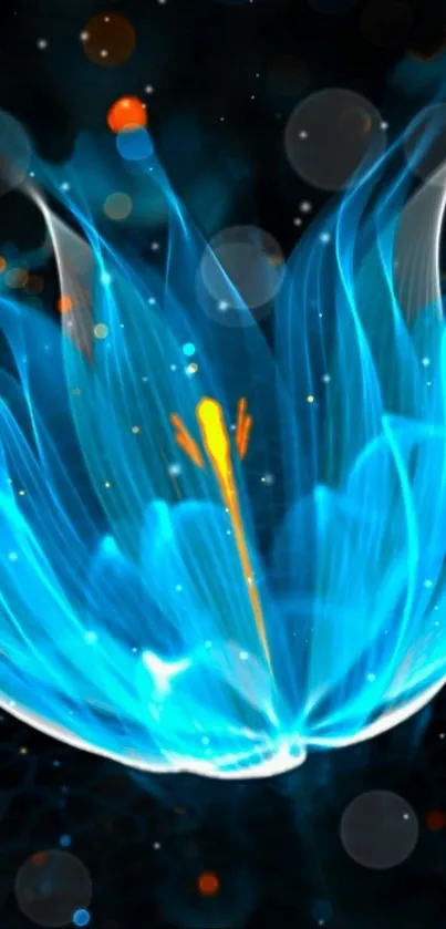 Mesmerizing glowing blue flower digital wallpaper for mobile phones.