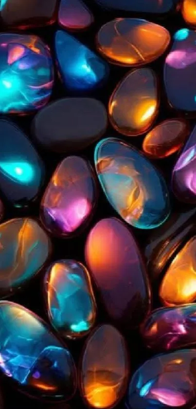 Colorful luminous gemstones wallpaper.