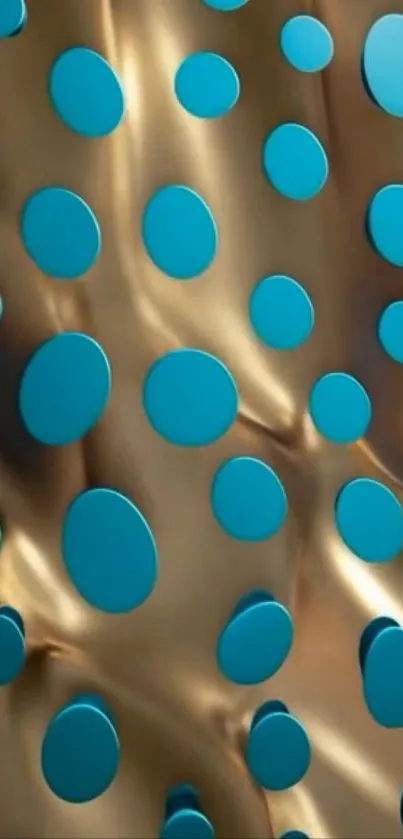 Gold and blue polka dot abstract pattern wallpaper