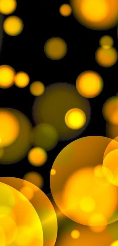 Vibrant golden bokeh circles on a dark background.