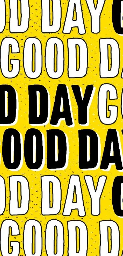 Vibrant wallpaper with 'Good Day' text in yellow and black typography.