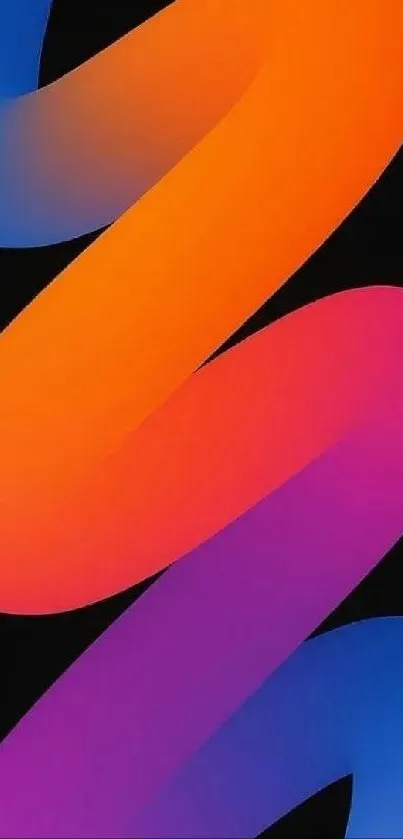 Vibrant abstract wallpaper with orange, pink, and blue gradient swirl.