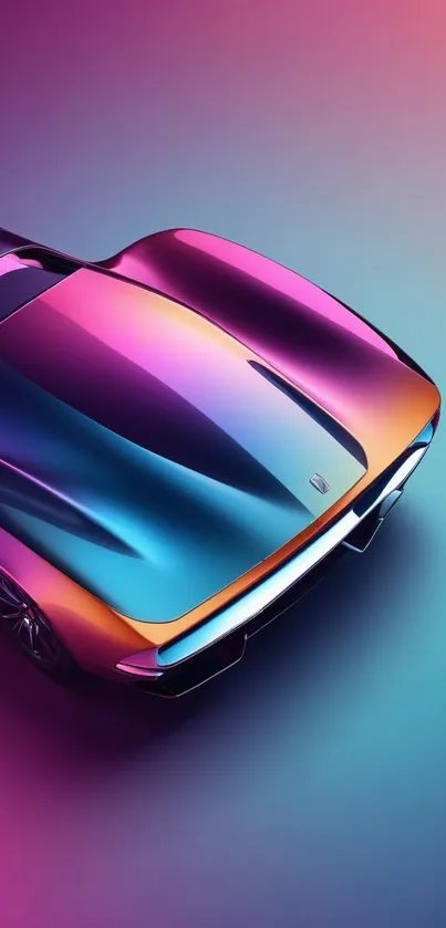 A vibrant, gradient-themed car design in colorful shades for a mobile wallpaper.