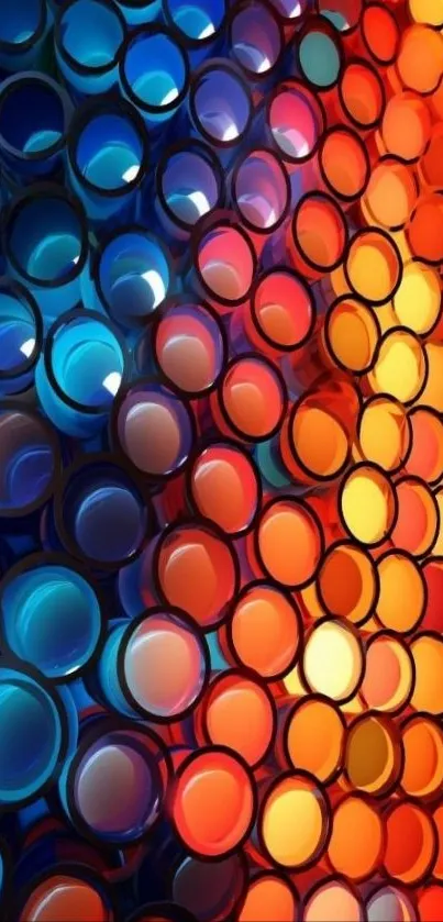 Colorful gradient circles wallpaper in blue, red, and orange hues.