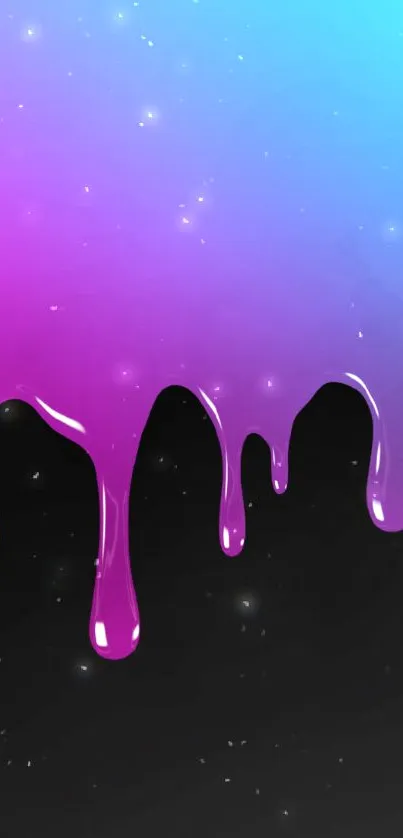Colorful gradient dripping wallpaper with pink and blue hues.