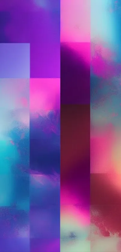 Vibrant gradient grid wallpaper in purple, blue, and pink hues for mobile.