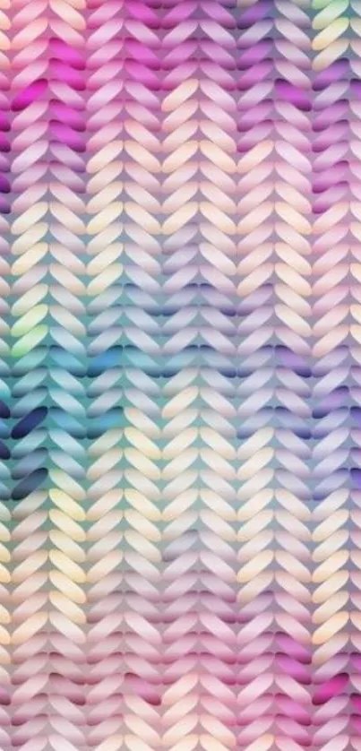 Vibrant gradient knit pattern wallpaper with pink and teal hues.