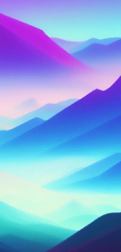Gradient mountain wallpaper with vibrant purple and blue hues, creating a serene backdrop.