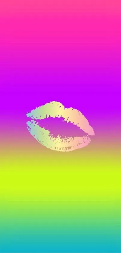 Mobile wallpaper with vibrant gradient and artistic lip design.