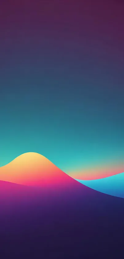 Vibrant gradient mobile wallpaper with purple, blue, and orange hues.