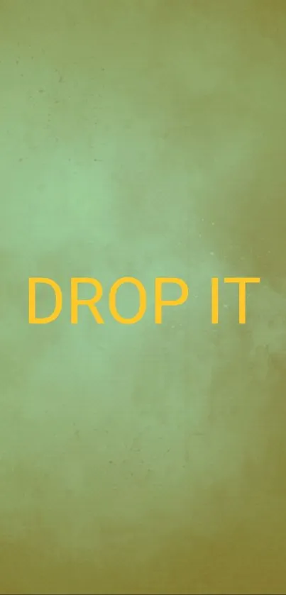 Vibrant green and blue gradient wallpaper with 'DROP IT' text in yellow.