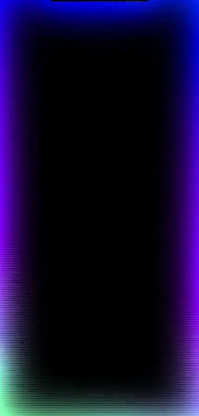 Vibrant gradient wallpaper with blue, purple, and green hues on a black background.