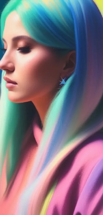 Vibrant gradient portrait mobile wallpaper with colorful design.