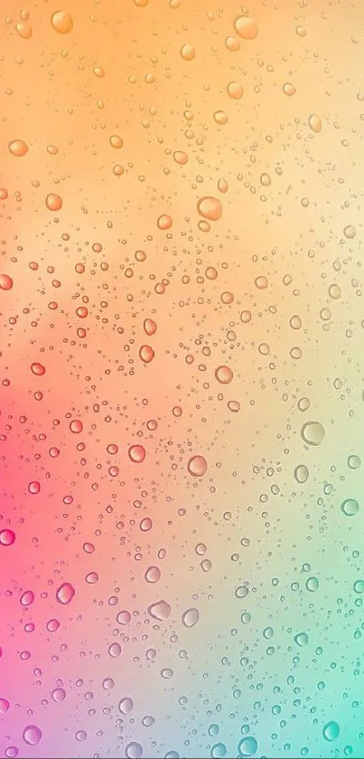 Vibrant wallpaper with colorful water droplets and gradient hues.