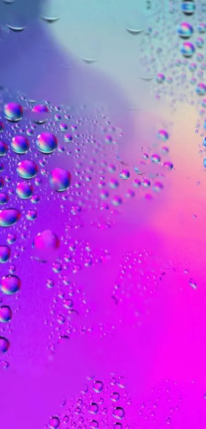 Vibrant purple gradient background with water droplets