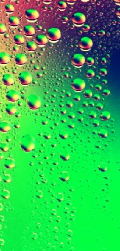 Vibrant mobile wallpaper with gradient colors and water droplets.