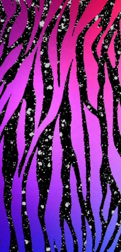 Colorful zebra stripe wallpaper with gradient hues and stars.