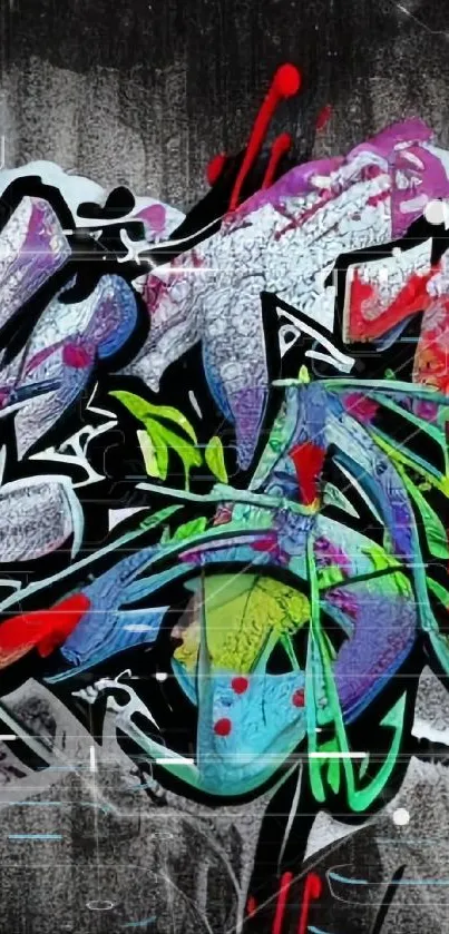 Vibrant graffiti art mobile wallpaper with colorful designs.