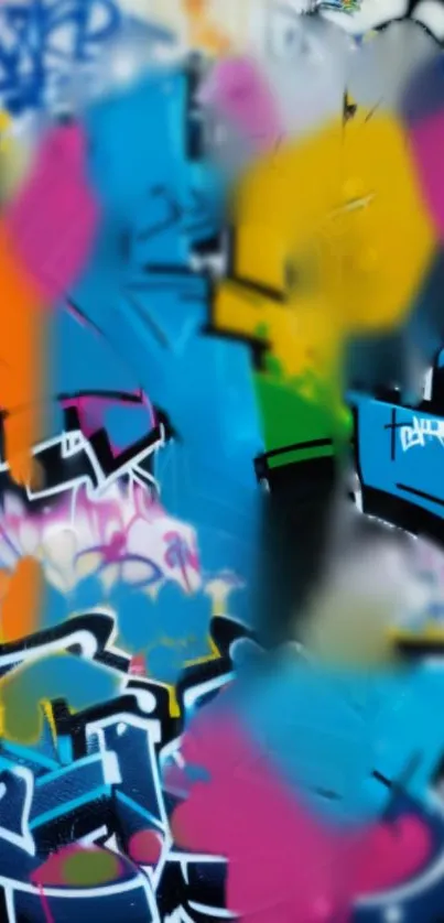Vibrant graffiti art featuring colorful abstract designs on a mobile wallpaper.