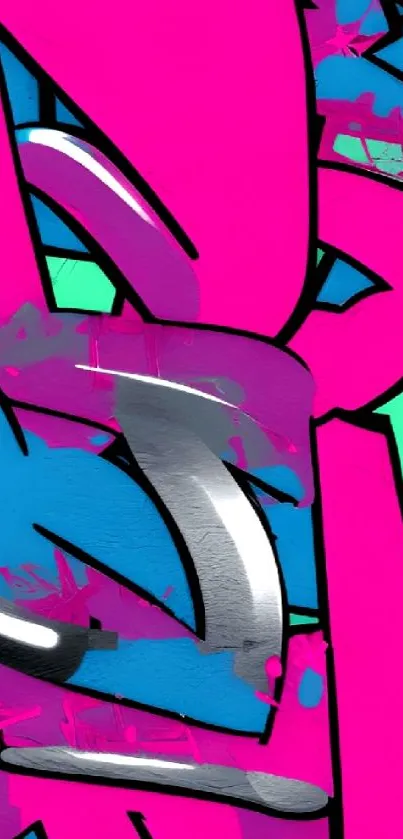 Vibrant graffiti wallpaper with abstract shapes and bold colors.