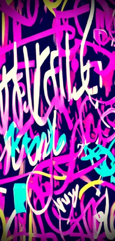 Vibrant graffiti artwork with bold colors and dynamic patterns.