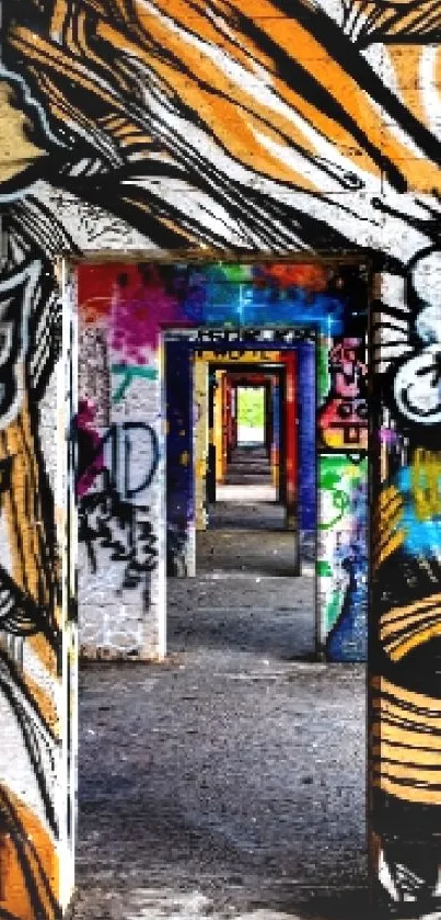 Vibrant graffiti art on urban wall with colorful and artistic designs.
